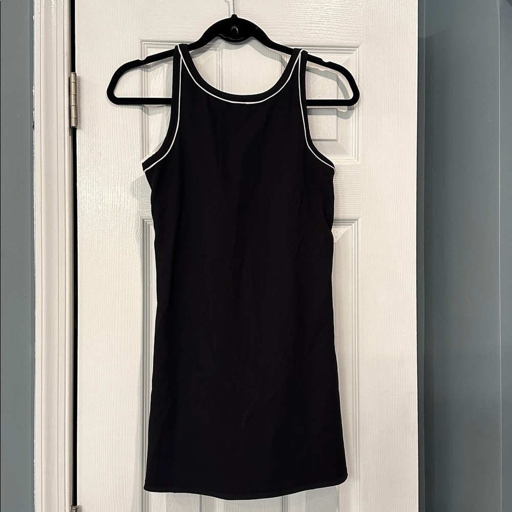Athletic Sleeveless Dress in black with White Trim
